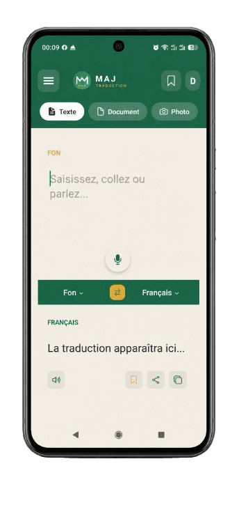 Application MAJ Traduction sur smartphone